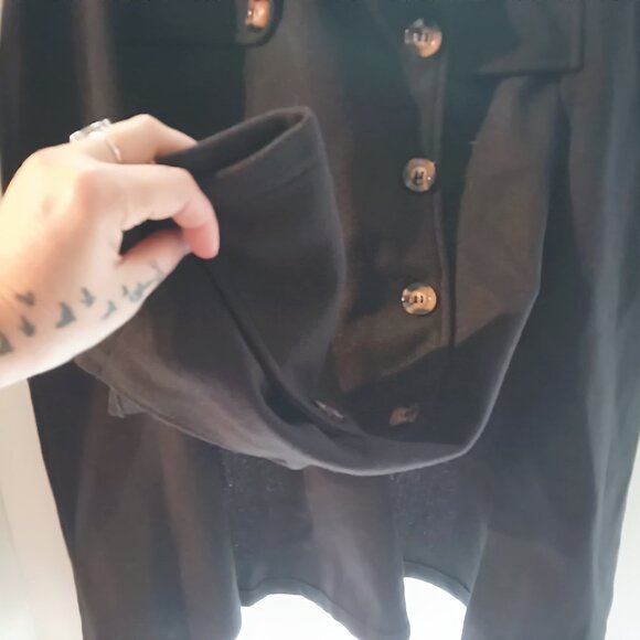 Kara And Kate 🌷 Womens Gorgeous Black Luxe Button Up Double Breasted Cape 🌷 - Picture 8 of 16